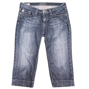 Big Star by Buckle Maddie Crop Mid Rise Faded Whiskered Blue Denim Jeans Size 27